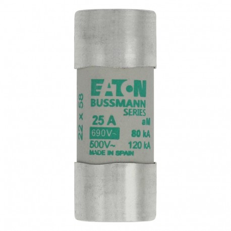C22M25 - C22M25 EATON ELECTRIC Fuse-link, LV, 12 A, AC 690 V, 22 x 58 mm, aM, IEC