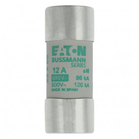 C22M12 - C22M12 EATON ELECTRIC Fuse-link, LV, 12 A, AC 690 V, 22 x 58 mm, aM, IEC