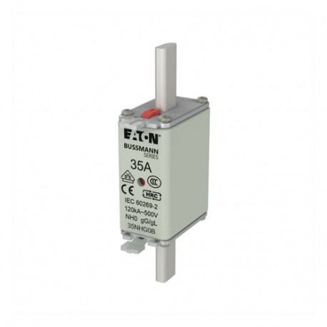 NH FUSE 35A 500V GG/GL SIZE 0 - NH FUSE 35A 500V GG/GL SIZE 0 35NHG0B EATON ELECTRIC Fuse-link, LV, 35 A, AC 500 V, NH0, gL/gG, IEC, dual in..