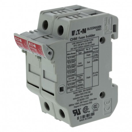 CHM2DU - CHM2DU EATON ELECTRIC Fused disconnector, low voltage, 30 A, AC 240 V, UL midget, IEC 10 x 38, AC23A, 1P, UL..