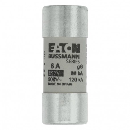 C22G6 - C22G6 EATON ELECTRIC Fuse-link, LV, 10 A, AC 690 V, 22 x 58 mm, gL/gG, IEC