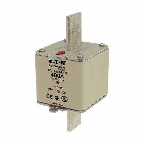 PV-400ANH3 - PV-400ANH3 EATON ELECTRIC Fuse-link, high speed, 400 A, DC 1000 V, NH3, gPV, UL PV, UL, IEC, dual indicator