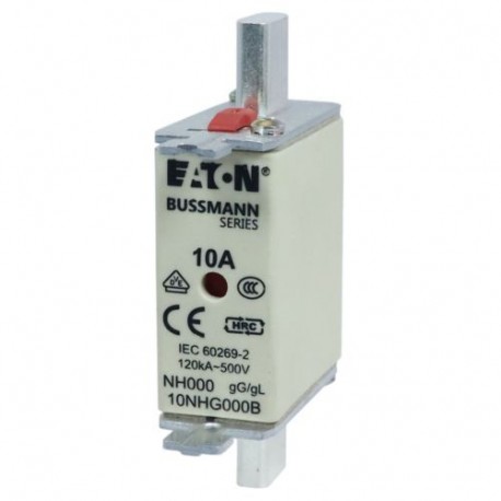 NH FUSE 10A 500V SIZE 000 GG MGL - NH FUSE 10A 500V SIZE 000 GG MGL 10NHG000B EATON ELECTRIC cartridge fuse, BT, 10 a, AC 500 V, NH000, gL/gG, ..
