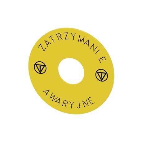 3SU1900-0BB31-0ND0 - 3SU1900-0BB31-0ND0 SIEMENS Washer for EMERGENCY STOP, yellow, with inscription (Polish): Zatrzymanie symbol ..