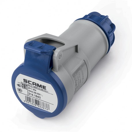 314.1643 - 314.1643 SCAME CONNECTOR 2P+E IP44 16A 6h 200-250V AC