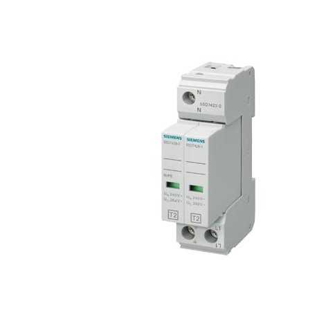 5SD7422-0 - 5SD7422-0 SIEMENS Surge arrester Type 2 Requirement class C, UC 350V Pluggable protective modules 2-pole, 1+..