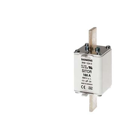 3NE1224-0 - 3NE1224-0 SIEMENS SITOR fuse link, with blade contacts, NH1, In: 160 A, gS, Un AC: 690 V, Un DC: 250 V, fron..