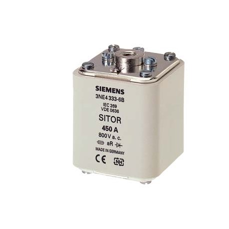3NE4334-6B - 3NE4334-6B SIEMENS SITOR fuse link, with female thread on both sides, In: 500 A, aR, Un AC: 800 V, Un DC: 44..