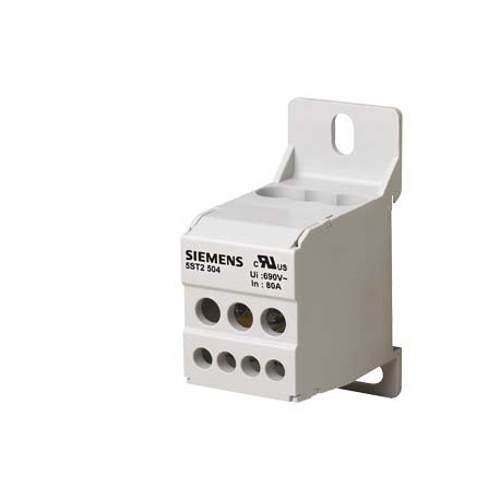 5ST2504 - 5ST2504 SIEMENS Distribution block 1-pole, 80 A, 690V Input: 1x 16 mm2 Output: 8x 10 mm2 for installation on..