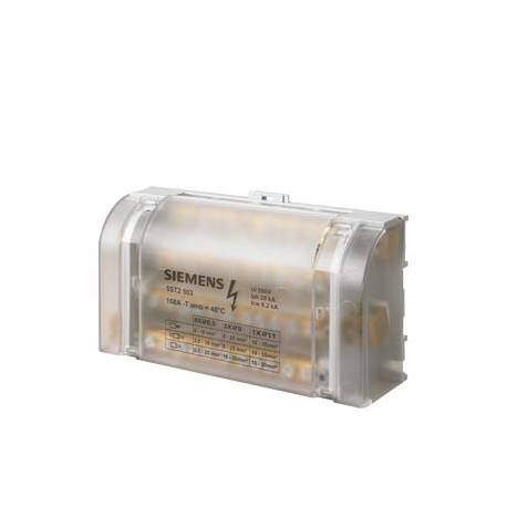 5ST2503 - 5ST2503 SIEMENS Distribution block 4-pole, 160 A, 500V Input: 1x 10-35 mm2 Output: 3x 6-25+8x 2.5-16 mm2 for..