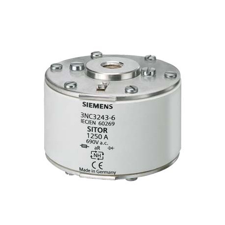 3NC3243-6B - 3NC3243-6B SIEMENS SITOR fuse link, with female thread on both sides, NH2, In: 1250 A, aR, Un AC: 690 V, Un ..