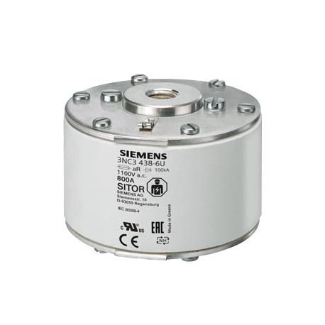 3NC3343-6U - 3NC3343-6U SIEMENS SITOR fuse link, with female thread on both sides, NH3, In: 1250 A, aR, Un AC: 800 V, Un ..