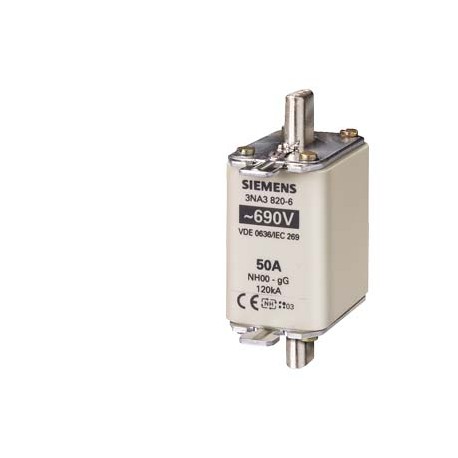 3NA3824-6 - 3NA3824-6 SIEMENS LV HRC fuse element, NH00, In: 80 A, gG, Un AC: 690 V, Un DC: 250 V, Front indicator, live..
