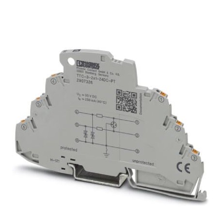 TTC-3-2X1-24DC-PT - TTC-3-2X1-24DC-PT 2907326 PHOENIX CONTACT Surge protection for two signal wires with common reference potent..