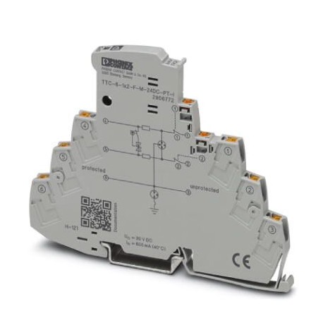 TTC-6-1X2-F-M-24DC-PT-I - TTC-6-1X2-F-M-24DC-PT-I 2906772 PHOENIX CONTACT Surge protection with integrated status indicator and knife ..