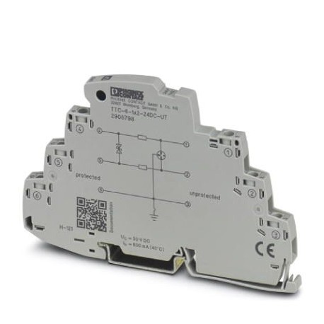 TTC-6-1X2-24DC-UT - TTC-6-1X2-24DC-UT 2906798 PHOENIX CONTACT Surge protection for a 2-wire floating signal circuit, e.g., 0(4) ..