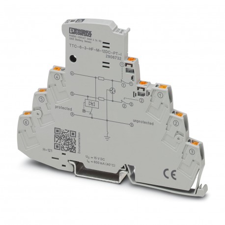 TTC-6-3-HF-M-12DC-PT-I - TTC-6-3-HF-M-12DC-PT-I 2906732 PHOENIX CONTACT Surge protection with integrated status indicator and knife d..