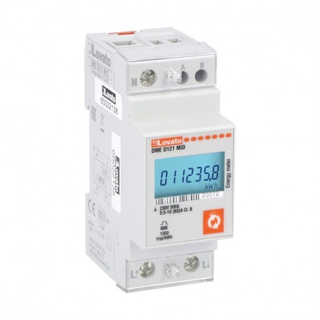 DMED121MID - DMED121MID LOVATO ENERGY METER, SINGLE PHASE, MID CERTIFIED, NON EXPANDABLE, 63A DIRECT CONNECTION, 2U, RS48..