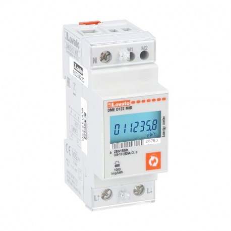 DMED122MID - DMED122MID LOVATO ENERGY METER, SINGLE PHASE, MID CERTIFIED, NON EXPANDABLE, 63A DIRECT CONNECTION, 2U, M-BU..