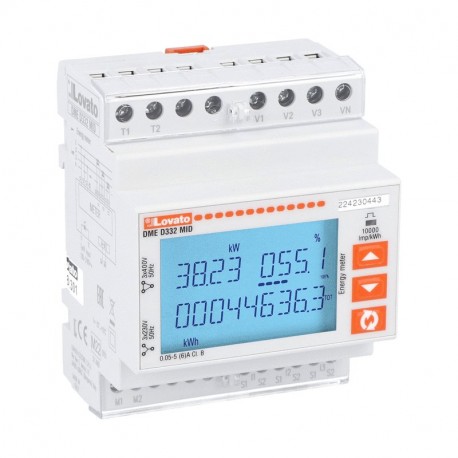DMED332MID - DMED332MID LOVATO ENERGY METER, THREE PHASE WITH OR WITHOUT NEUTRAL, MID CERTIFIED, NON EXPANDABLE, CONNECTI..