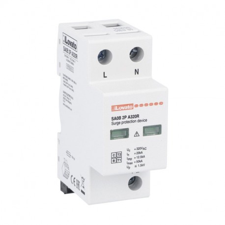 SA0B2PA320R - SA0B2PA320R LOVATO SURGE PROTECTION DEVICE TYPE 1 AND 2 MONOBLOCK, IEC IMPULSE CURRENT IIMP (10/350ΜS) 12.5k..