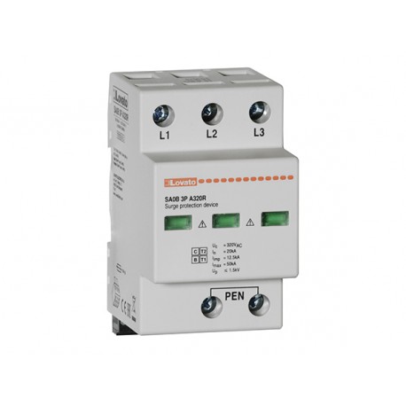 SA0B3PA320R - SA0B3PA320R LOVATO SURGE PROTECTION DEVICE TYPE 1 AND 2 MONOBLOCK, IEC IMPULSE CURRENT IIMP (10/350ΜS) 12.5k..