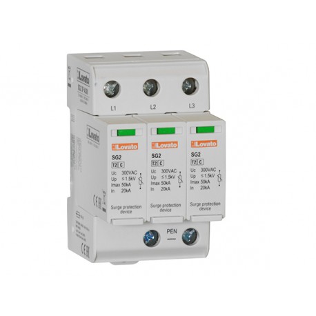 SG23PA300 - SG23PA300 LOVATO SURGE PROTECTION DEVICE TYPE 2 WITH PLUG-IN CARTRIDGE, RATED DISCHARGE CURRENT IN (8/20MS) ..