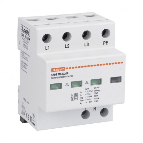 SA0B3NA320R - SA0B3NA320R LOVATO SURGE PROTECTION DEVICE TYPE 1 AND 2 MONOBLOCK, IEC IMPULSE CURRENT IIMP (10/350ΜS) 12.5k..