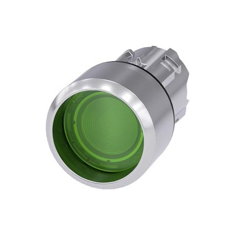 3SU1051-0CB40-0AA0 - 3SU1051-0CB40-0AA0 SIEMENS Illuminated pushbutton, 22 mm, round, metal, shiny, green, Front ring, raised, mo..