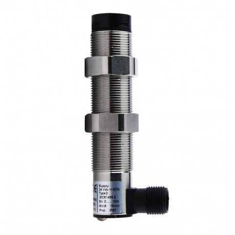 SH2/E-1KIC - SH2/E-1KIC MICRO DETECTORS Safety sensor Emitter M18 11m metallic axial plug M12 90° I/O IEC61131-2 f 123 kHz