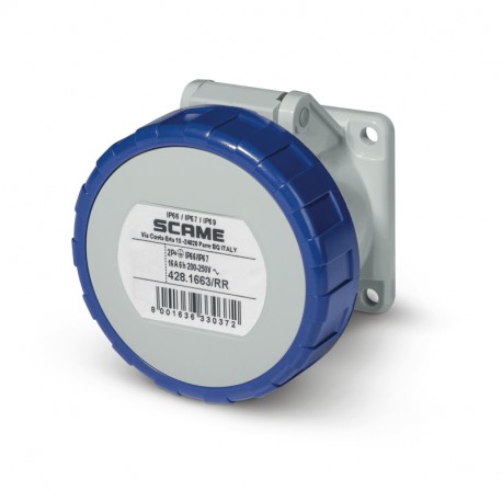 428.1663/RR - 428.1663/RR SCAME FLUSH MOUNTING SOCKET IP66/IP67 2P+E 16A