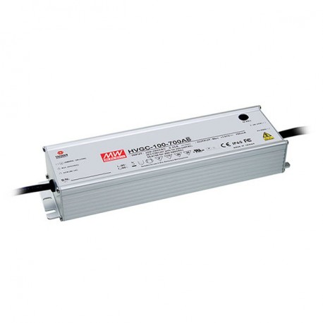 HVGC-100-700AB - HVGC-100-700AB MEANWELL AC-DC Single output LED driver Constant Current (CC) with built-in PFC, Output 0.7A ..
