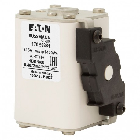 FUSE 315A 1400V 1BKN/80 AR - FUSE 315A 1400V 1BKN/80 AR 170E5881 EATON ELECTRIC Fuse-link, high speed, 315 A, AC 1400 V, size 1, aR, IEC,..