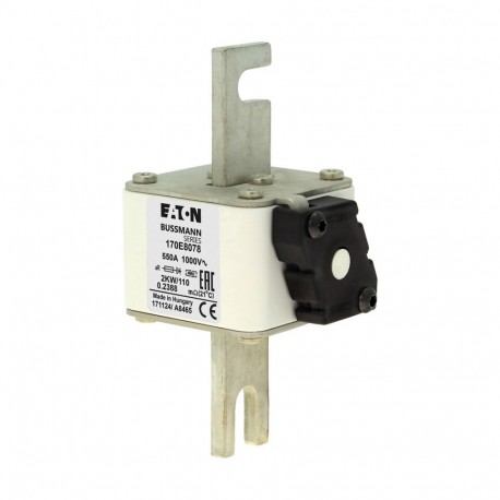 FUSE 550A 1000V 2KW/110 AR - FUSE 550A 1000V 2KW/110 AR 170E8078 EATON ELECTRIC Fuse-link, high speed, 550 A, AC 1000 V, DIN 2, aR, DIN, ..