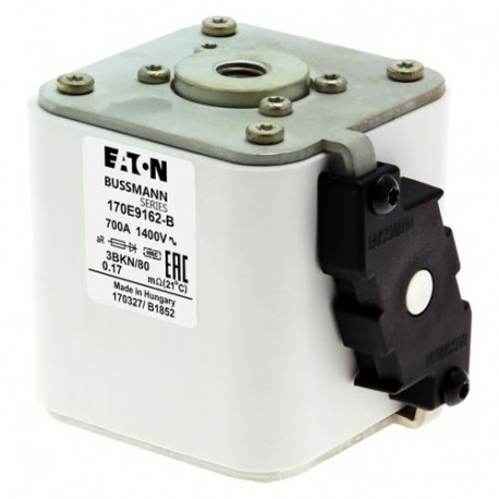 FUSE 700A 1400V 3BKN/80 AR - FUSE 700A 1400V 3BKN/80 AR 170E9162-B EATON ELECTRIC Fuse-link, high speed, 700 A, AC 1400 V, size 3, aR, IE..