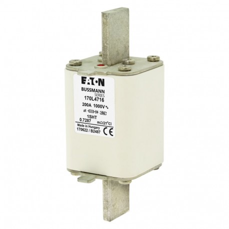 FUSE 200A 1000V 1SHT AR - FUSE 200A 1000V 1SHT AR 170L4716 EATON ELECTRIC Fuse-link, high speed, 200 A, AC 1000 V, Size 1, 53 x 53 x 1..