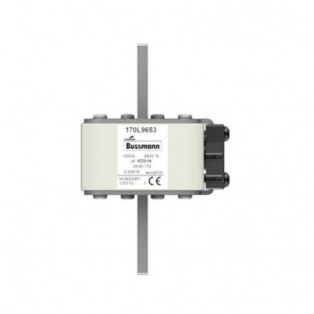 FUSE 1000A 660V 3KW/110 AR - FUSE 1000A 660V 3KW/110 AR 170L9653 EATON ELECTRIC Fuse-link, high speed, 1000 A, AC 1000 V, Size 3, 74 x 92..