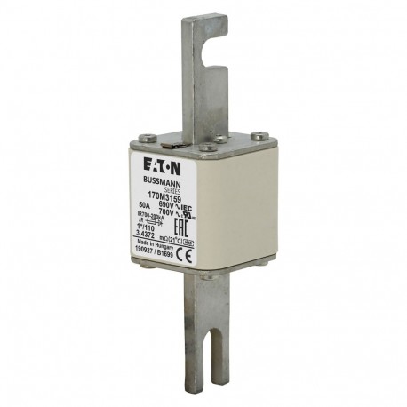 FUSE 50A 690V 1*/110 AR UC - FUSE 50A 690V 1*/110 AR UC 170M3159 EATON ELECTRIC Fuse-link, high speed, 50 A, AC 690 V, compact size 1, 45..