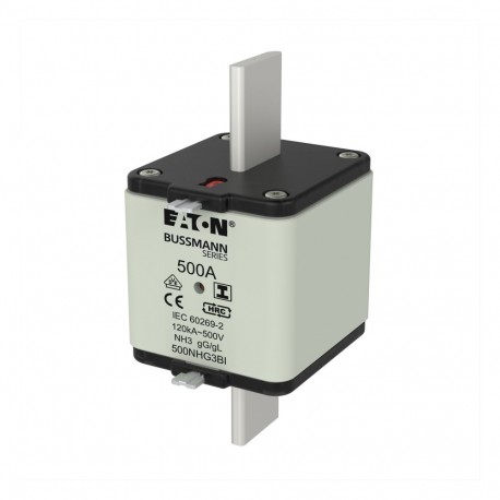 NH FUSE 500A 500V GL/GG SIZE 3 - NH FUSE 500A 500V GL/GG SIZE 3 500NHG3BI EATON ELECTRIC Low-voltage h.b.c fuse switch strip, 160A, size 00