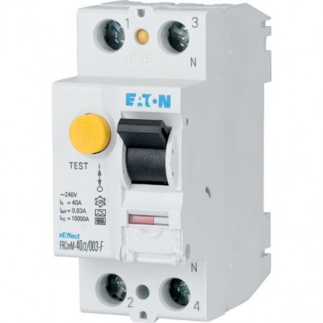 FRCMM-25/2/01-G/F - FRCMM-25/2/01-G/F 187372 Y7-187372 EATON ELECTRIC Residual current circuit breaker (RCCB), 25A, 2p, 100mA, t..