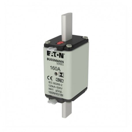 160NHG1BI - 160NHG1BI EATON ELECTRIC Fuse-link, LV, 160 A, AC 500 V, NH1, gL/gG, IEC, dual indicator, insulated gripping..