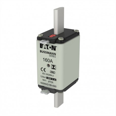 160NHG1BI-690 - 160NHG1BI-690 EATON ELECTRIC Fuse-link, LV, 160 A, AC 690V, NH1, gL/gG, IEC, dual indicator, insulated gripp..