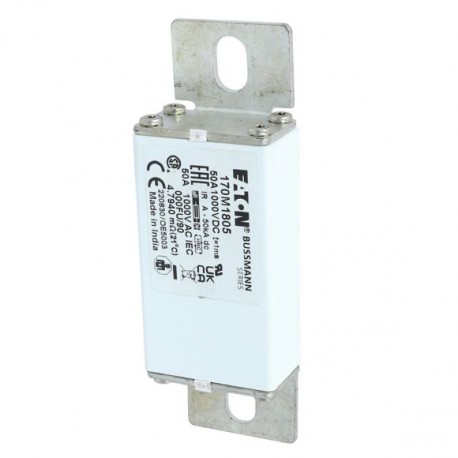 FUSE 50A 1000V DC 000FU/90 AR UR - FUSE 50A 1000V DC 000FU/90 AR UR 170M1805 EATON ELECTRIC Fuse-link, high speed, 800 A, AC 2000 V, size 3, 99..