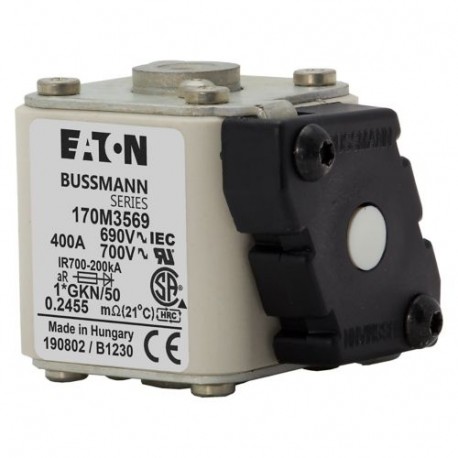 FUSE 400A 690V 1*GKN/50 AR UC - FUSE 400A 690V 1*GKN/50 AR UC 170M3569 EATON ELECTRIC Fuse-link, high speed, 400 A, AC 690 V, compact size 1..