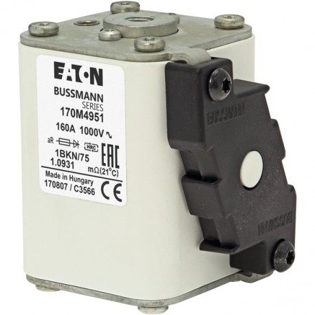 FUSE 200A 1000V 1BKN/75 AR - FUSE 200A 1000V 1BKN/75 AR 170M4952 EATON ELECTRIC Fuse-link, high speed, 200 A, AC 1000 V, size 1, 52 x 69 ..