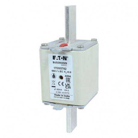 FUSE 420A 690V gR DIN 2 HSDNH - FUSE 420A 690V gR DIN 2 HSDNH 170M5782 EATON ELECTRIC Fuse-link, high speed, 420 A, AC 690 V, DIN 2, gR, DIN..