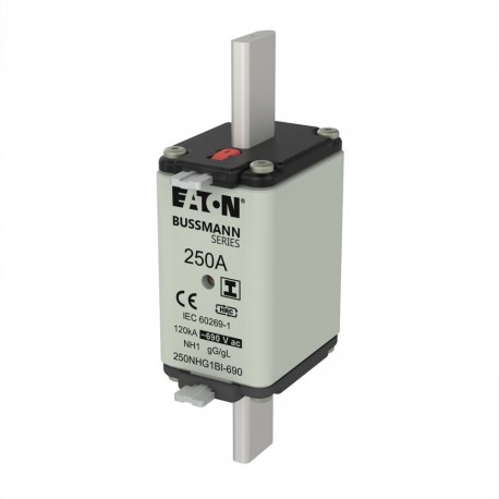 NH FUSE 250A 690V AC gG SIZE 1 - NH FUSE 250A 690V AC gG SIZE 1 250NHG1BI-690 EATON ELECTRIC Fuse-link, LV, 250 A, AC 690V, NH1, gL/gG, IEC, ..