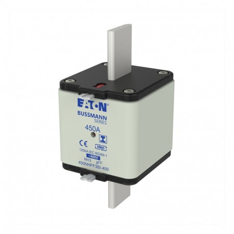 450NHFF3BI-400 - 450NHFF3BI-400 EATON ELECTRIC Fuse-link, LV, 450 A, AC 400 V, NH3, gFF, IEC, dual indicator, insulated gripp..