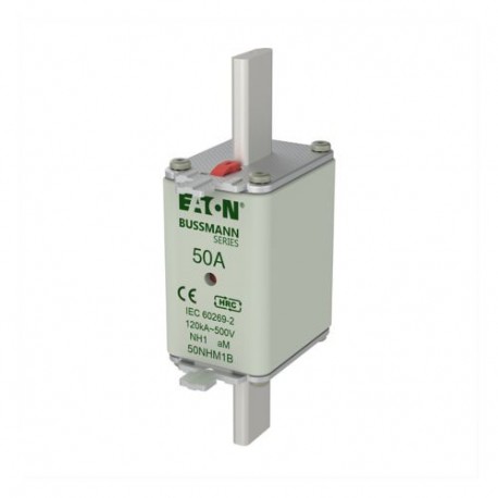 50NHM1B - 50NHM1B EATON ELECTRIC Fuse-link, low voltage, 50 A, AC 500 V, NH1, aM, IEC, dual indicator