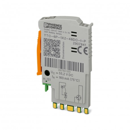 TTC-6P-1X2-48DC-I-P - TTC-6P-1X2-48DC-I-P 2907841 PHOENIX CONTACT Surge protection plug with integrated status indicator on the mo..